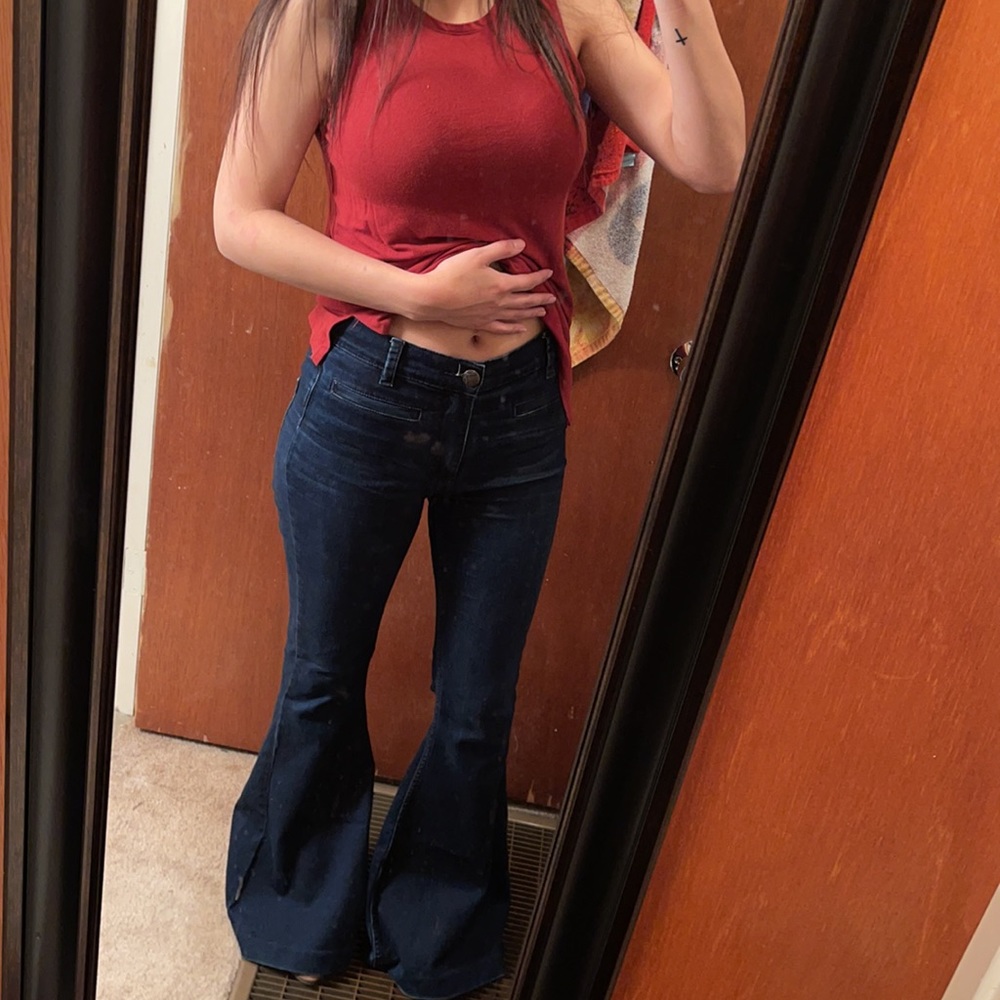 FREE PEOPLE High-Waisted Stretch Flare Jeans - Picture 8 of 9